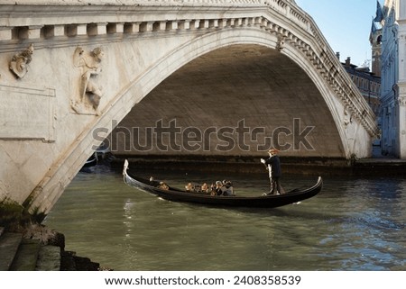 Similar – Image, Stock Photo A gondolier in his gondola on the Grand Canal in Venice