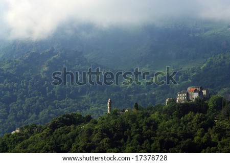 corsica village in smog