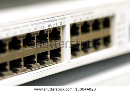 LAN network Ethernet switch. Close-up