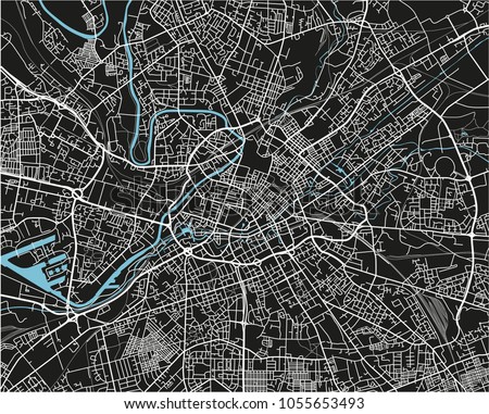 Black and white vector city map of Manchester with well organized separated layers.