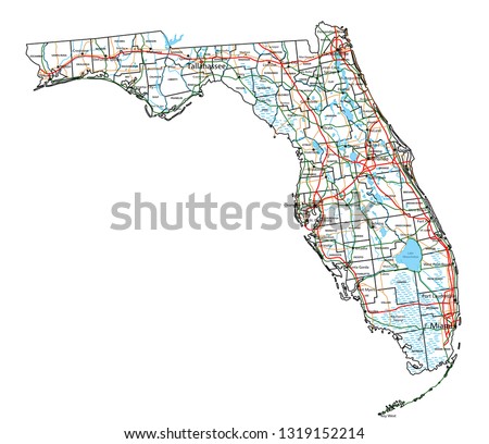 Florida road and highway map. Vector illustration.