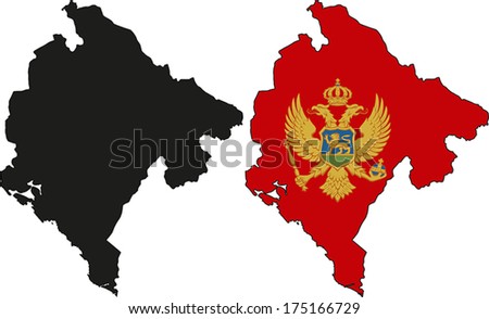 Highly Detailed Country Silhouette With Flag - Montenegro