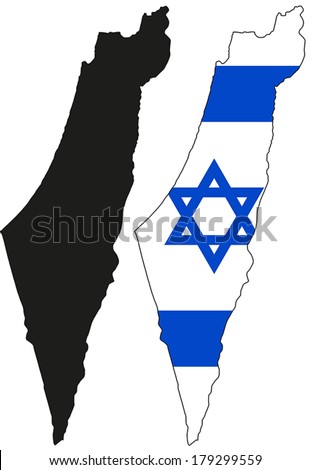 Highly Detailed Country Silhouette With Flag - Israel