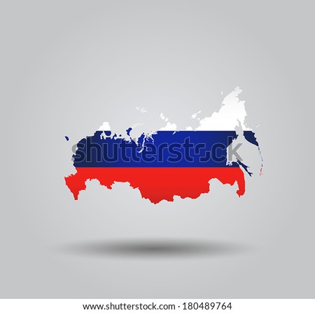 Highly Detailed Country Silhouette With Flag and 3D effect - Russia 