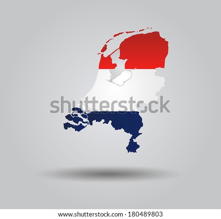 Highly Detailed Country Silhouette With Flag and 3D effect - Netherlands