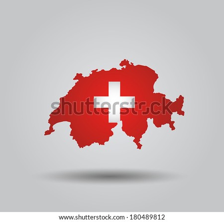 Highly Detailed Country Silhouette With Flag and 3D effect - Switzerland 