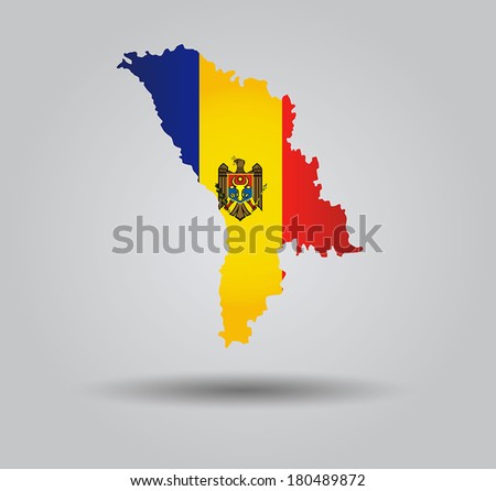 Highly Detailed Country Silhouette With Flag and 3D effect - Moldova 