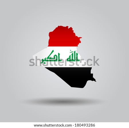 Highly Detailed Country Silhouette With Flag and 3d effect - Iraq