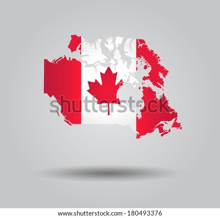 Highly Detailed Country Silhouette With Flag and 3d effect - Canada