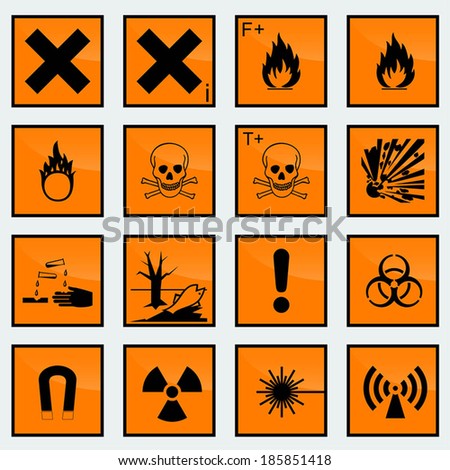 16 Common Hazard Sign Vector Illustration. - 185851418 : Shutterstock