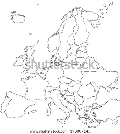 Highly Detailed Europe Blind Map. Stock Vector Illustration 193807145 ...