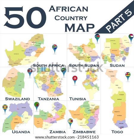 African country set with map pointers - Part 5