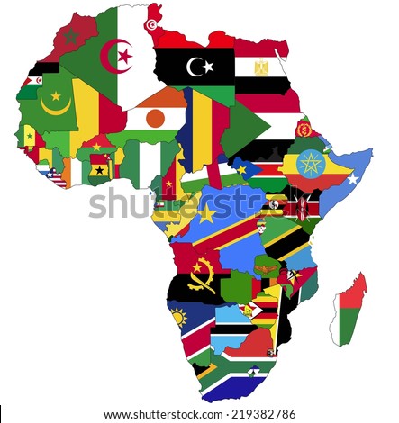 Highly Detailed Africa Map With Country Flags.