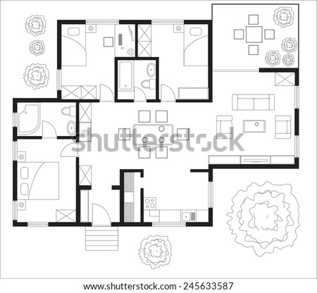 Free House Plan Vector - Download Free Vector Art, Stock Graphics ... Free House Plan Vector - Download Free Vector Art, Stock Graphics ...