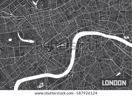 Minimalistic London city map poster design.