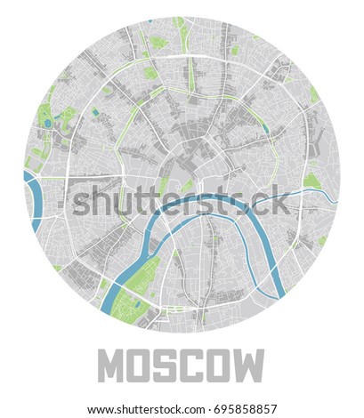 Minimalistic Moscow city map icon.