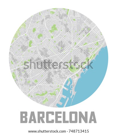 Minimalistic Barcelona city map icon.