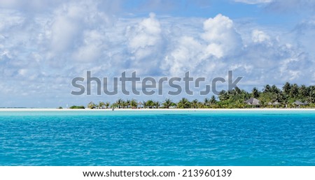 Sand bar on a tropical island in Indian ocean, Maldives