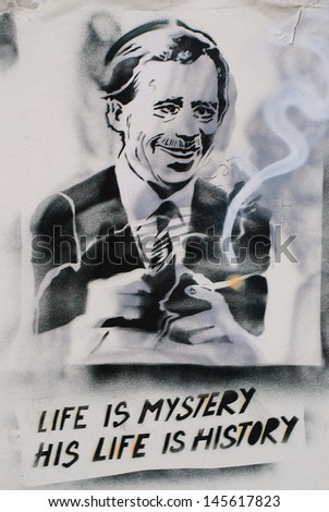 PRAGUE, CZECH REPUBLIC - MAY 01: Graffiti of Vaclav Havel, May 01, 2012 in Prague. Havel was the ninth and last president of Czechoslovakia and the first president of the Czech Republic.