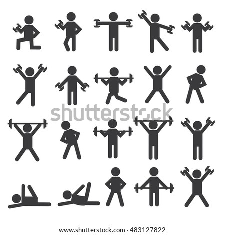 People Stick Figure Pictogram Icon. Action. Person Basic Body. Sport ...