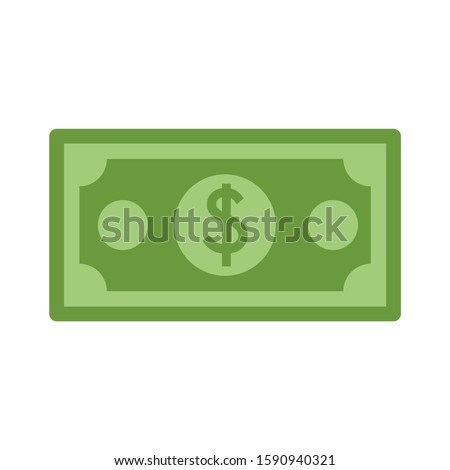 Dollar currency banknote green. Dollars bill, money banknote. Vector dollar bill isolated on white background. Dollar currency banknote green. Flat illustration of money