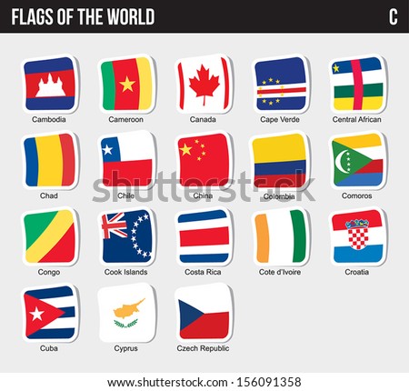 Vector set of Flags world sorted alphabetically. (C)