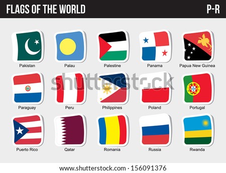 Vector set of Flags world sorted alphabetically. (P-R)