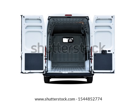 Similar – Image, Stock Photo White trailer on empty road between fields with vegetation