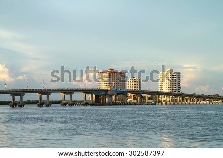 Big Carlos Pass Bridge connecting Fort Myers Beach to Bonita Springs, Florida, USA
