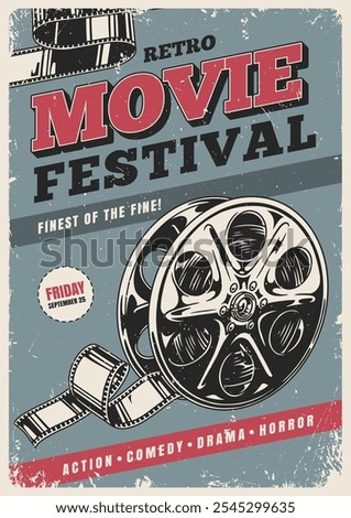 A promotional poster showcasing a retro movie festival featuring various genres including action comedy drama and horror. The event is scheduled for Friday September 25.