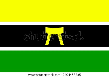 Ashanti Empire Flag Waving Vector Illustration on White Background. Historical Flag. Kingdom of Ashanti in what is now modern-day Ghana from 1670 to 1957.