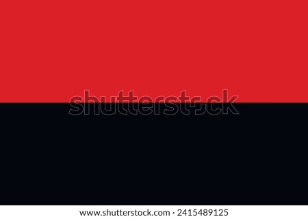 Coat of Arms of Ukrainian Nationalists (OUN-UPA) against the background of the red-and-white flag . Vector illustration