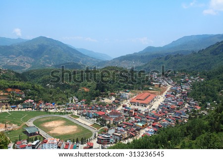 Town in mountain,Sa pa - 13 April 2015,Sa pa,Vietnam : The mountain town in Spring.