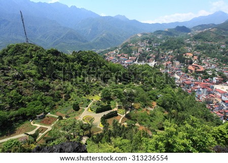 Town in mountain,Sa pa - 13 April 2015,Sa pa,Vietnam : The mountain town in Spring.