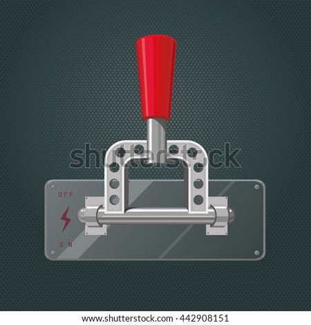 Realistic metall switch. Isolated red tumbler