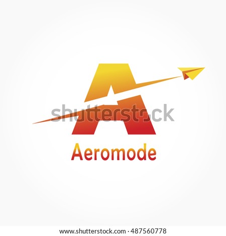 big capital letter A slashed with a paper airplane. aeromode logo vector.