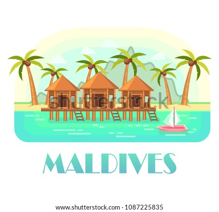 Tropical resort at maldives with beach and ocean