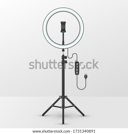 Studio lamp light ring, selfie photo camera stick