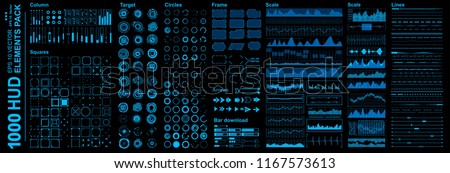 Futuristic blue virtual graphic touch user interface, Mega set Futuristic Hud elements