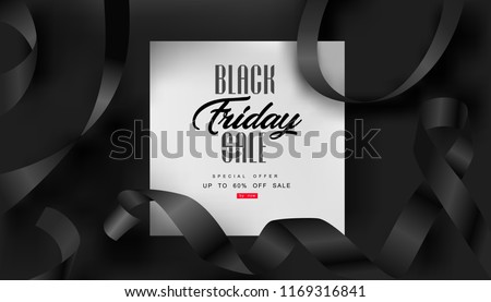 Black Friday, Big Sale, black ribbon, super discounts, creative template
