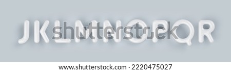 3D White plastic uppercase letters J, K, L, M, N, O, P, Q and R with a glossy surface on a gray background. Stok fotoğraf © 
