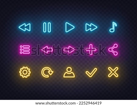 Set of neon icons for games and applications