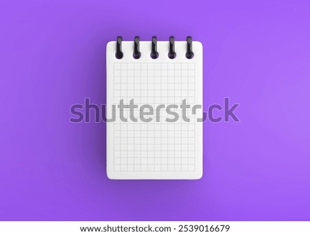 3d Notepad icon isolated on purple background.