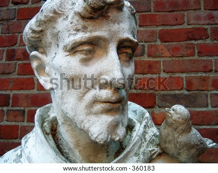 a weathered statue