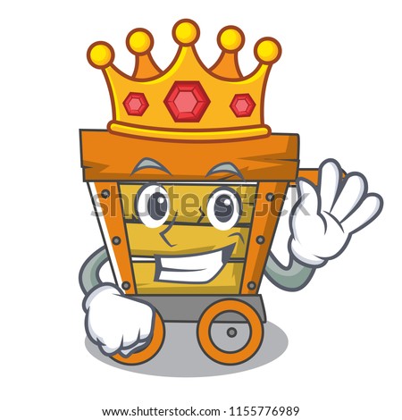 King wooden trolley mascot cartoon