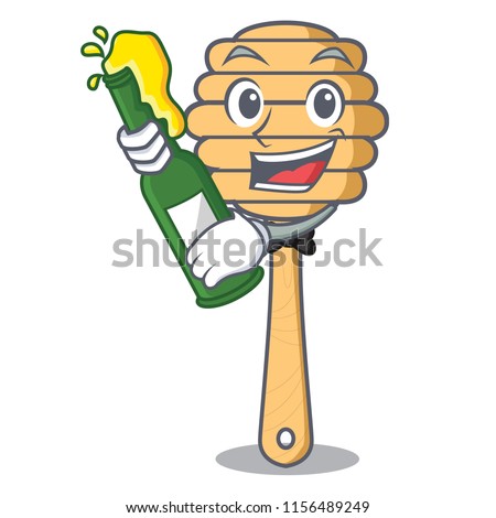 With beer honey spoon mascot cartoon