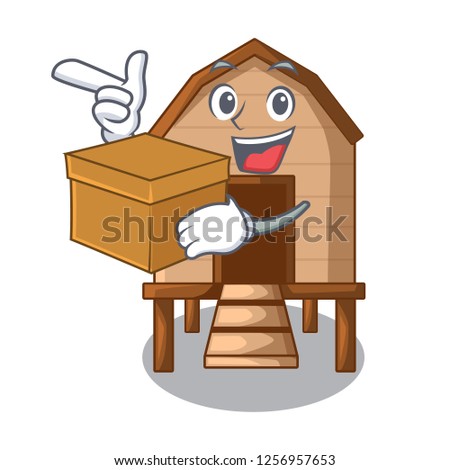 With box chiken coop isolated on a mascot