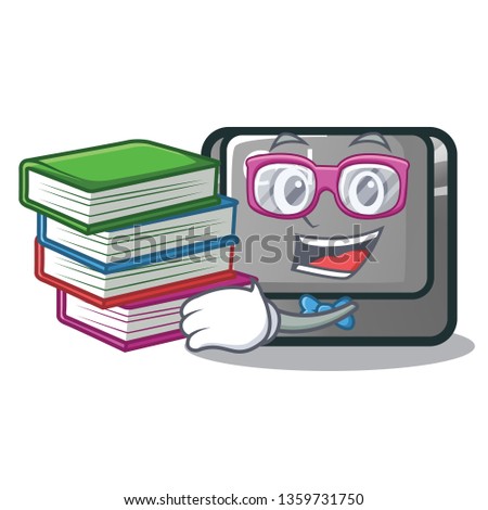 Student with book ctrl button on the cartoon keyboard