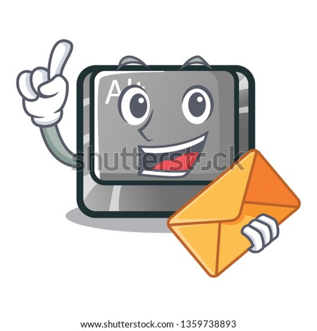 With envelope alt button isolated with the mascot