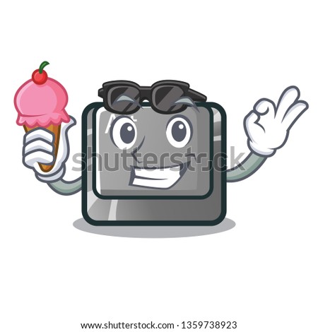 With ice cream alt button isolated with the mascot